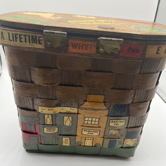 Vintage Caro-Nan Hand Painted Woven Basket 1960's Little Rock, AR - Picture 7 of 10